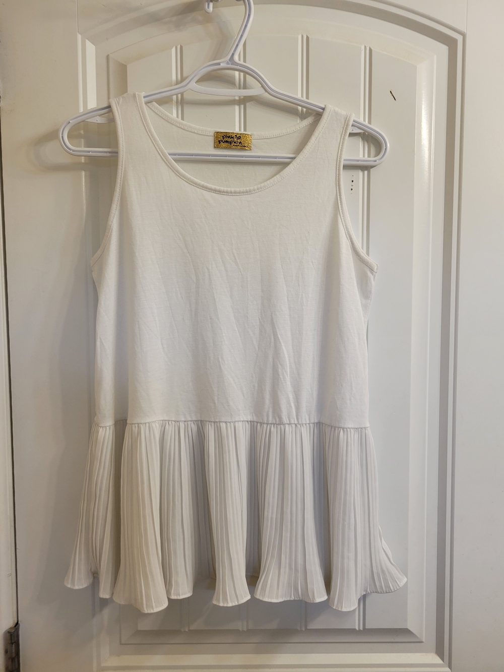 2/$20 Pleated-Hem Tank Top in White